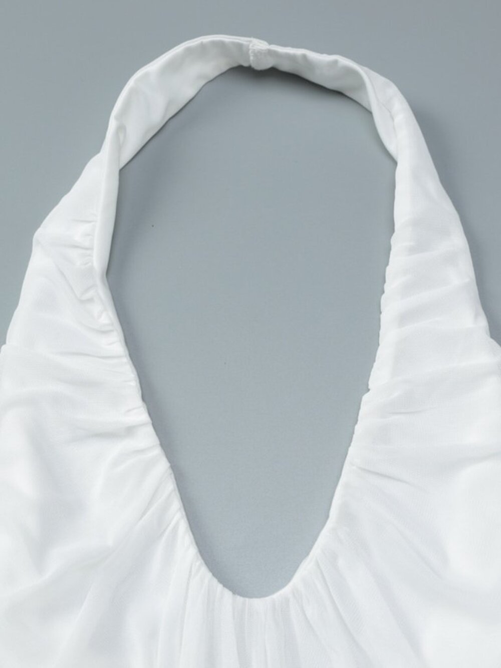 Stunning Sheer Mesh Overlay Halter Dress | Chic White Backless Sundress - Picture 5 of 8